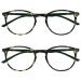 Opulize met reading glasses 2 Pack slim round frame spring hinges scratch-resistant green tortoise solid bracket men women rr60-6 +3.00 dioptria green tortoise front with moss-green arms