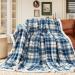 inhand Sherpa Throw Blanket Plaid Warm Cozy Soft Throw Blankets for Couch Bed Sofa Reversible Fluffy Plush Flannel Fleece Blankets and Throws for Adults Women Men(Navy Blue 60 x 80 ) Navy Blue 60 x 80