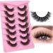 False Eyelashes Fluffy Cat Eye Lashes Natural Look 5D Mink Lashes Wispy 18mm 7 Pairs Pack FANXITON Faux Mink Lashes C-18MM-07