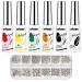 Vtrem 6 Colors Chrome Platinum Glitter Gel Nail Polish White Orange Gel Polish Kit Nail Rhinestones Matrix Gel Nail Polish Home DIY Manicure Nail