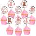 Fangleland 24Pcs Cowgirl 1st Rodeo Cupcake Toppers My First Rodeo Birthday Cake Decorations for One Year Old Girl Western Cow Print Groovy 70s 80s Daisy Theme Cupcake Picks Bday Party Supplies