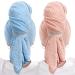 Sucedul Large Microfiber Hair Towel Wrap for Women 2 Pack Super Absorbent Hair Drying Towel Anti Frizz Fast Drying Hair Turbans for Long Thick Curly Hair Super Soft Hair Wrap Towels Blue Pink Blue+pink