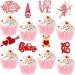 24PCS Happy Valentine's Day Cupcake Toppers Glitter Heart Love Valentines Food Picks Cake Decorations Supplies
