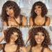 IMAYLI 12 Inch Short Human Hair Wig for Black Women - Glueless Ombre Deep Curly Bob with Bangs | 200 Density Highlight Blonde Deep Wave Wig - P4/30 - Buy Online on GoSupps.com