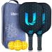 Uteeqe Pickleball Paddles Set of 2 - Graphite Surface with High Grit & Spin, USAPA Approved Pickleball Set Pickle Ball Raquette Lightweight Polymer Honeycomb Non-Slip Grip w/ 4 Outdoor Balls & Bag Blue