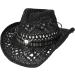 Western Cowboy Straw Hat Wide Brim Cowgirl Sun Hat with Hat Band - Black (7-7 1/4) - Buy Online on GoSupps.com
