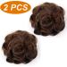 JJstar 2PCS Messy Bun Curly Fake Hair Buns Donut Tousled Updo High Heat Synthetic Fiber Scrunchies (Dark Brown/Golden) - Women/Girls Ponytail Extension - Buy Online on GoSupps.com