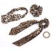 Leopard Hair Scarf Scrunchies Long Ladies Big Bow Scrunchy Cheetah Print Headband Women Girls Animal Print Head Wrap Twisted Turban Elastic Spiral Coil Ties Ponytail Holder For Thick Curl Hair Accessories