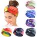 Women's Hair Bands Wide Elastic Soft 6 Pieces Summer Boho Headband Print Hair Accessories Yoga Sports Hairband Multicoloured Thin Headbands (Tie-Dye B) Multi-coloured 8