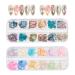 NICENEEDED 24 Grids Seashell Nail Art Nail Flakes Irregular Abalone Seashell Nail Art Slices Colorful Mermaid Nail Jewels Sequins Nail Charms for Women Nail Decoration
