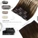 Moresoo 10 Inch Clip in Real Human Hair Extensions #4/6/613 - Dark Brown to Chestnut Brown with Platinum Blonde Highlights - 5 Pcs/70g - Buy Online on GoSupps.com