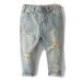 KIDSCOOL SPACE Baby Girl Boy Slim Jeans Little Kid Elastic Band Inside Ripped Denim Pants 5-6 Years Slim Light Blue-2093