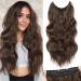 Halo Hair Extensions 20 Inch Invisible Wire Medium Brown Hair Extensions Adjustable Long Wavy Hair Extensions Synthetic Upgrade 4 Secure Clips in Hairpieces (Medium Brown) 20 Inch Medium Brown