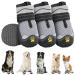 Eyin dog shoes Paw protection 4 pieces breathable dog shoes with a non-slip sole and reflective Velcro fastener for small medium and large dogs outdoor sports gray size 1 size 1: width 4.1 cm H-gray-tuning active (4 pieces)