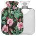 NAANLE hot hot water bottle with cover rose cactus transparent hot water bottle 1L heat bottle for menstrual cramps pain relief handfoots heat and cold therapy
