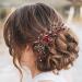 Bridal Wedding Hair Comb Wine Red Crystal Hair Vine for Women Girls Party Banquet - Buy Online on GoSupps.com
