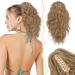 BARSDAR short wavy ponytail extension 30cm clip wavy ponytail hair extension multi layered synthetic clip ponytail hair part for women girls (brown & blond) 30cm light golden brown & blonde mixed