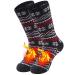 Monill Warm Thermal Socks, Unisex Thick Insulated Heated Extra-Warm Winter Boot Crew Socks for Extreme Cold Weather Snowflake Black Blue Steel White Red*1 Medium