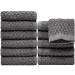 Pleasant Home Washcloths Set - (12 x 12, 12 Pack)  550 GSM- 100% Ring Spun Cotton Wash Cloth - Super Soft and Highly Absorbent Face Towels (Grey, Honeycomb Design) Grey Honeycomb Design