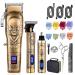 Roziapro Hair Clipper for Men Zero Gapped Nose Hair Trimmer Set Professional Barber Clippers for Haircut Cordless Beard Trimmer Rechargeable Clippers Set for Hair Cutting (Gold)