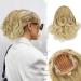 BARSDAR KAMM CAMP short wave of ponytail extension 22cm cord strain Short ponytail hair exension synthetic thick natural ponytail hair parts for women (mixed blond) 22cm mixed blonde & bleach blonde tips