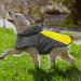 Kpuplol Hundersmantel raincoat dog waterproof dog coat rain jacket with hood and reflex stripes dog jacket ultra -light breathable for small/medium/large dogs Outdoor hike M black and yellow