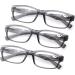 3 Pack High-Quality Reading Glasses +2.00 | Comfortable Rectangular Specs for Men & Women - Gray - Buy Online on GoSupps.com