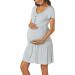 Irdcomps Women's Maternity Nursing Nightdress | Button Down for Breastfeeding | Short Sleeve Labour Loungewear | Hospital Pregnancy Nightgown - 02 Grey XL - Buy Online on GoSupps.com