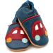 Dotty Fish Navy Cars Soft Leather Toddler Shoes | Non-Slip Suede Soles | 0-6 Months to 4-5 Years - Buy Online on GoSupps.com