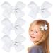 WLLHYF 3 Inch Hair Bows for Girls 4 Pieces Grosgrain Ribbon Alligator Clips bows Clips Hair Accessories For Babies Kids Toddlers Teens Gift (White)