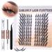 Lash Clusters Kit Fox Eye Manga Lash Extension Kit Natural Individual Lashes Kit Wispy Cat Eye DIY Eyelashes Clusters Extension Kit with Lash Bond and Seal Lash Applicator
