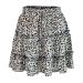 LAEMILIA Womens Elastic Waist Flared Short Skirt Floral Print Pleated Mini Skater Skirt with Drawstring XL Navy Blue