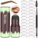 GOOSEL Eyebrow Stamp Stencil Kit, One Step Brow Stamp Shaping Kit with 24 Reusable Eyebrow Stencils and 1 Eyebrow Brush, Waterproof Women Makeup Tools (Brown)