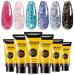 BURANO Poly Extension Gel Nail Kit 6 Colors Nail Poly Nails Builder Gel Set for Beginner & Professional Using Poly Nail Gel Kits DIY Starter Kit Nail Art Gift (glitter)