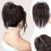 PORSMEER Claw Clip in Ponytail Hair Extensions Messy Bun Chignon Hair Piece Natural Straight Extensions for Women Girls Tousled Updo Short Ponytail Bun Darkl Brown 10 inch