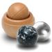 Kernpower BodyRoller massage roller elements varnished natural stone ball stainless steel ball and wooden ball made of red beech wood in a jute bag