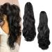 Gairyan 50cm ponytail hair part braid extensions long curly claw clip in ponytail extensions synthetic hair extensions wavy hair extension for women (black) 50 cm black