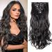 Tess clip in extensions such as real hair hair parts cheap hair extension 8 tresse 18 clips hair parts corrugated 24 "(60cm) -140g black 60 cm black