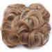 Curly Wavy Hair Bun Extension - Clip in Drawstring Ponytail Chignon in Coffee Brown Mix Bleach Blonde - Buy Online on GoSupps.com