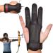 DMoose Archery Glove, Leather Gloves for Recurve & Compound Bow, Non-Slip Padded Tips for Grip Stability, Three Finger Protected Design Archery Finger tab, Archery Accessories for Men, Women & Youth Black Leather Small
