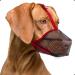 Muzzle for dogs with a rounded mesh breathable muzzle for small medium -sized and large dogs prevents eating biting and chewing (m red) m red