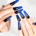 StreetKitty Press On Nails Radiant Ombre Collection Radiant Ombre Colors Long Nail Shapes 24pc Fake Nails Kit Press on Nails Nail Arts (Midnight Shimmer Ombre Long Coffin) Midnight Shimmer Ombre 1 count (Pack of 1)