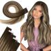 Hetto ombre real hair tape in extensions remy injected tape in real hair extensions brown tape in real hair hair recovery ombre chocolate brown to caramel blonde smooth #4/27/4 5PCs 55 cm 12.5g 22 inch 4-5 VGTP #4/27/4