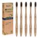 BlauKe Bamboo Toothbrushes Medium Bristles 5-Pack Biodegradable Sustainable Natural Eco Friendly Black Charcoal Wooden Toothbrush Set