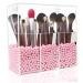 Acrylic Makeup Brush Organizer ,Lumcrissy 3-Slot Personal Organizer with Closable Protective Lid, Dust-proof Cosmetic Storage Case with 750g Pink Pearl 3holder