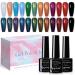 SUPWEE Chameleon Gel Nail Polish Kit 12 Colors Holographic Glitter Gel Polish Multicolored Phantom Galaxy Effect Chameleon Nail Polish Soak Off UV Nail Varnish With Black Gel 172
