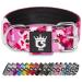 Tspro Tactical dog collar 3.8 cm wide dog collar military standard strong dog collar thick dog collar dog collar with stable metal buckle (camo pink-m) M-neck size (adjustable 44.5cm-52cm) camouflage pattern