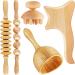 5 Pieces Maderoterapia Kit Wood Therapy Massage Tools Gua Sha Tool Lymphatic Drainage Massager Anti Cellulite Maderoterapia Colombiana Fascia Massage Roller for Full Body Muscle Pain Relief