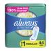 Always Ultra Thin Pads Without Wings Size 1 Regular Unscented 44 CT