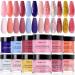 Morovan Acrylic Powder Set - 12 Colors Acrylic Nail Powder Pure Color and Glitter Professional Polymer Colored Acrylic Nail Powder for Acrylic Nail Extension Carving A-Glitter Nude Pink Red